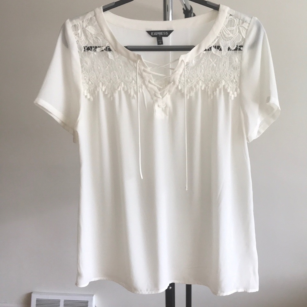 Express White Short Sleeve Blouse